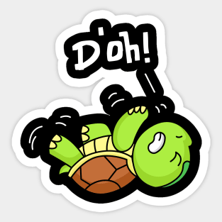 D'oh Cute Funny Turtle Lies On Back Fun Sticker